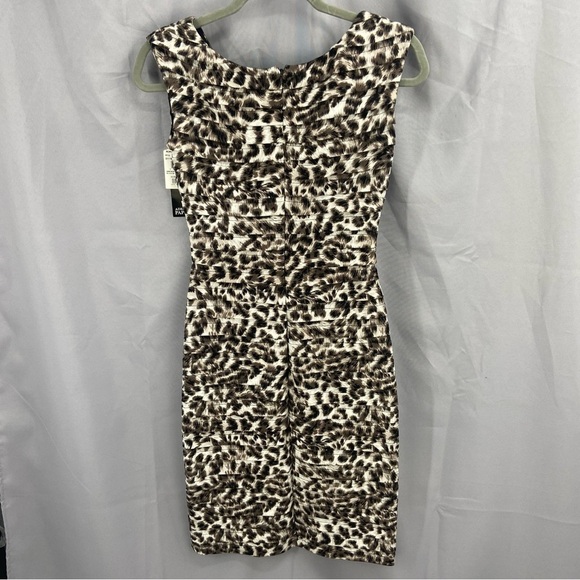 Adrianna Papell Sleeveless Jersey Leopard Print Pleated Sheath Dress Size 4 NWT - Picture 9 of 9